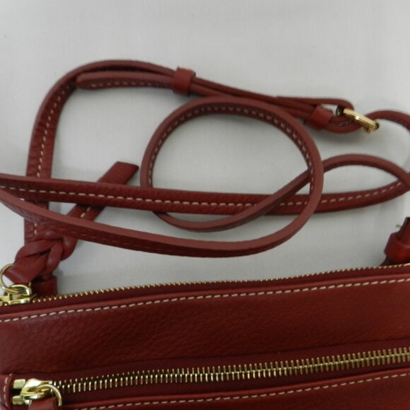 Dooney & Bourke Leather North South 3 Zip Crossbody bag purse mauve small pebble - Picture 9 of 13
